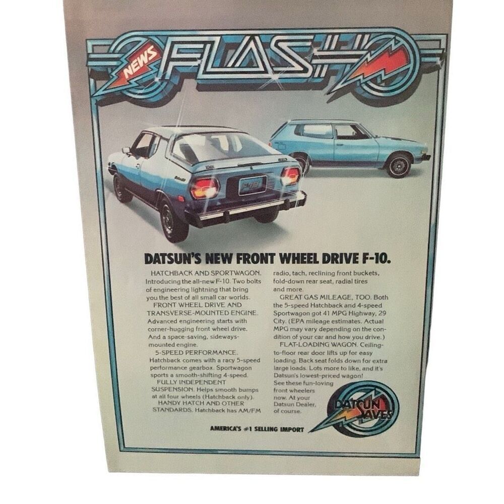 Vintage 1976 Datsun Front Whee Drive F-10 Ad Advertisement
